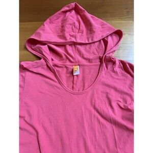Lucy Ruched Long Sleeve Lightweight Hoodie Shirt Size Small Pink